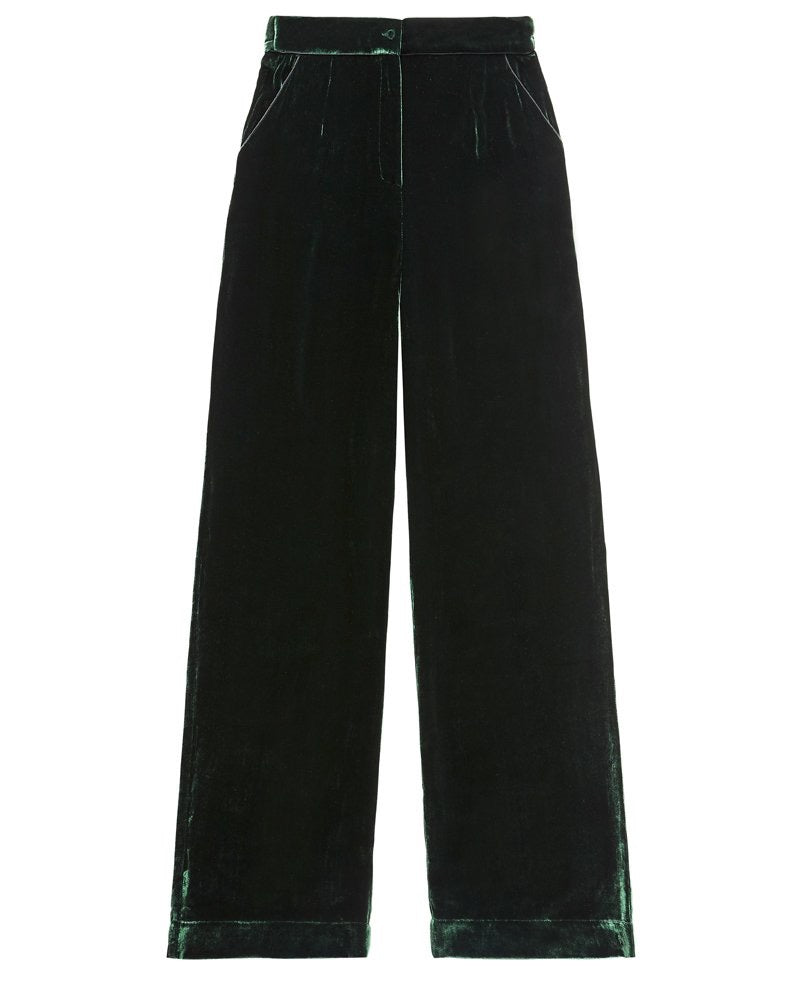 Emerald Crushed Velvet Pants